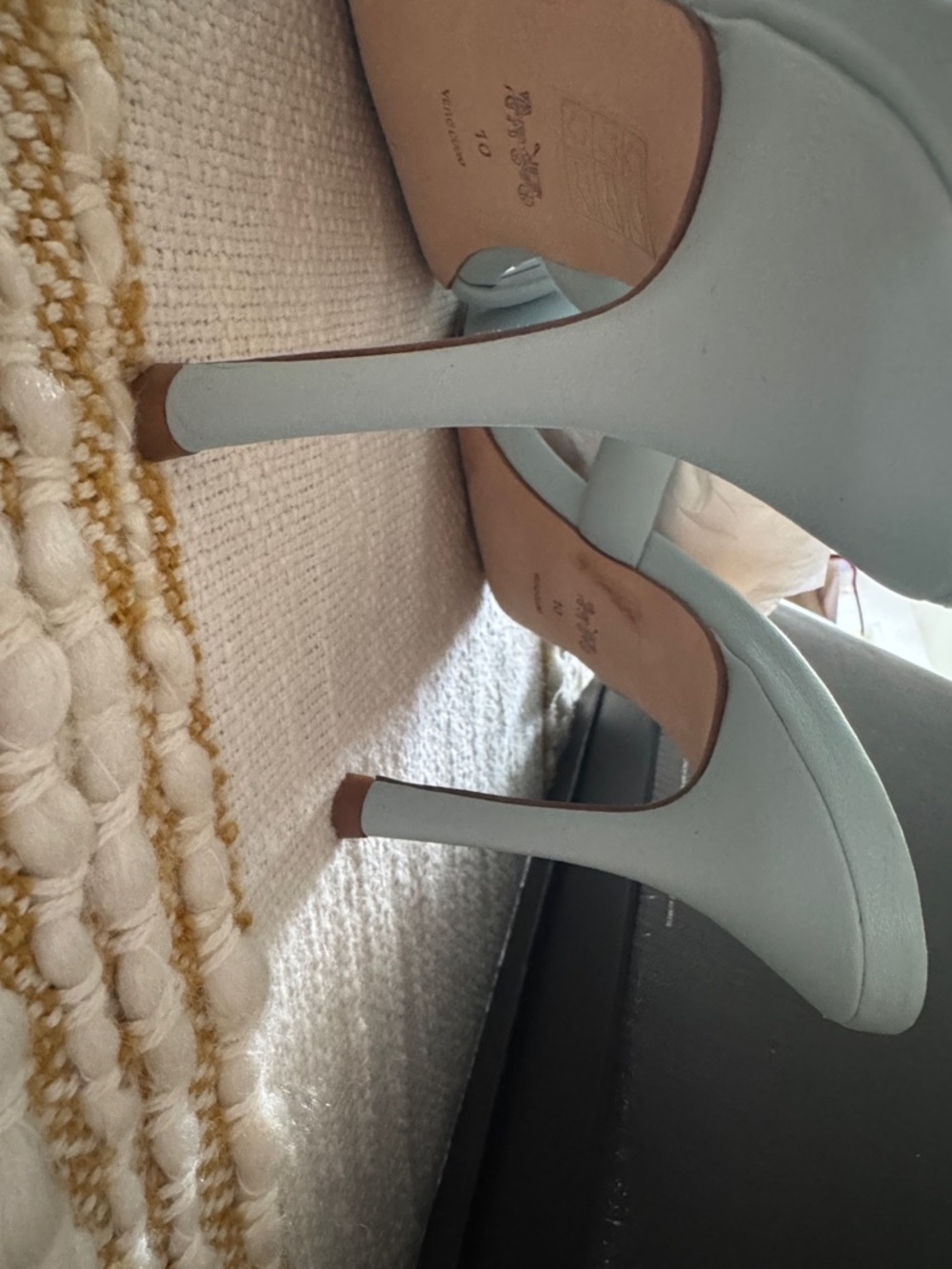 COACH Women's Pale Blue Knotted Leather Slide heel sandal with org box - Picture 5 of 10